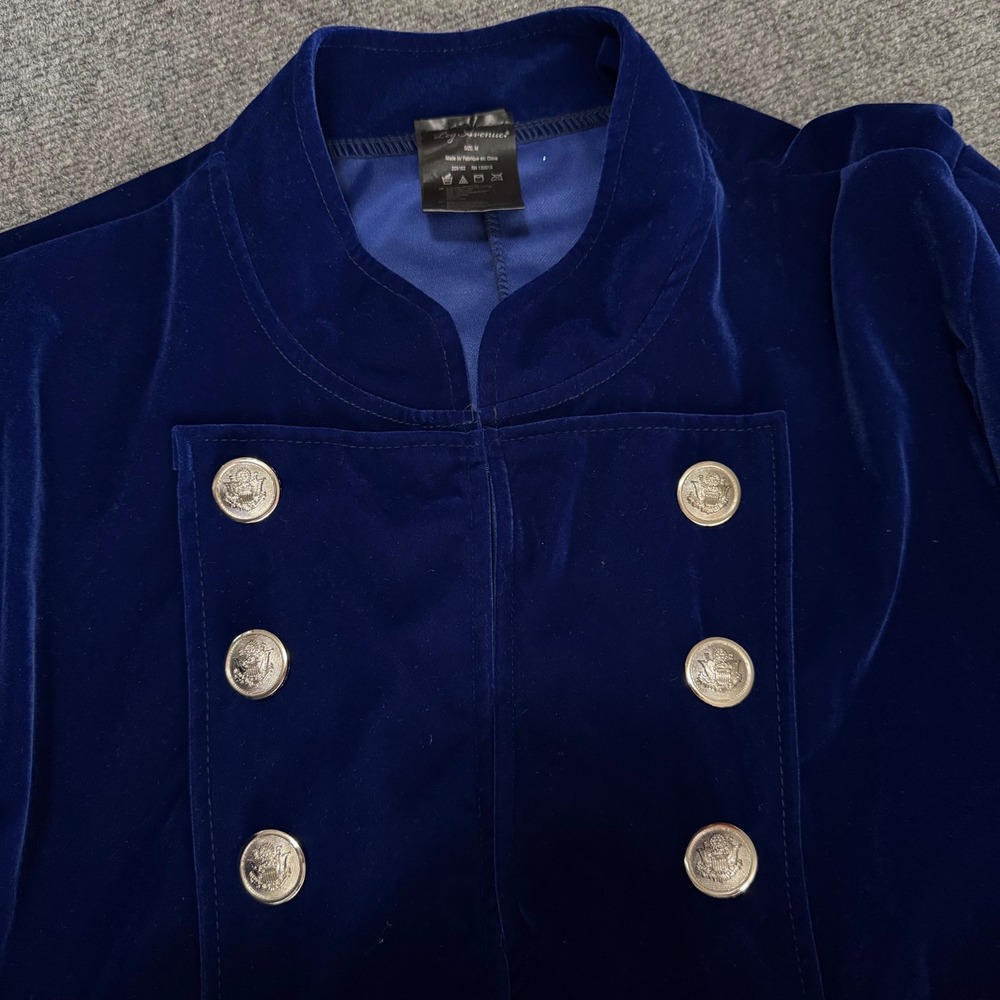 Leg Avenue Blue Velvet Steampunk Tailcoat Jacket Silver Button Costume Medium - Picture 4 of 7